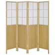 Pemberly Row 4-Panel Windowpane Room Divider Shoji Screen in Natural