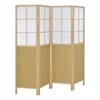 Pemberly Row 4-Panel Windowpane Room Divider Shoji Screen in Natural