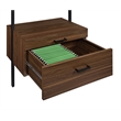 Pemberly Row 96-inch 4-shelf Wall Bookshelf with 2 Drawers in Walnut