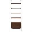 Pemberly Row 96-inch 4-shelf Wall Bookshelf with 2 Drawers in Walnut