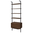 Pemberly Row 96-inch 4-shelf Wall Bookshelf with 2 Drawers in Walnut