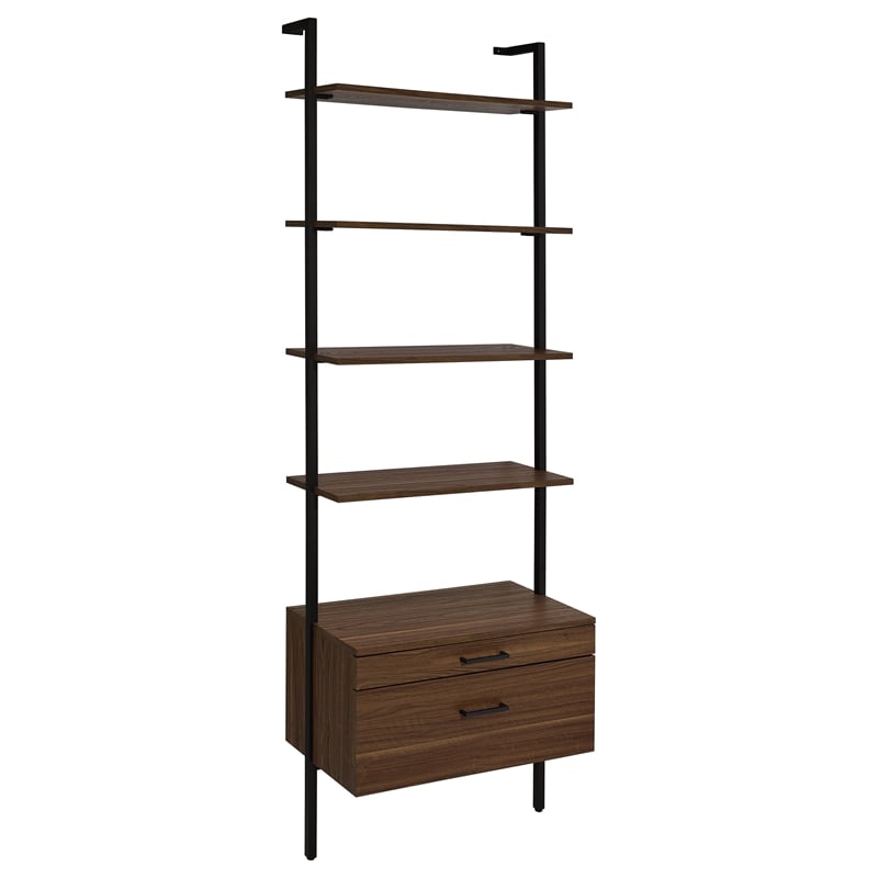 Pemberly Row 3-piece 96-inch Wall Mounted Bookshelf Set in Walnut
