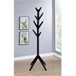 Pemberly Row Solid Wood Coat Rack Clothing Hanger with 8 Hooks in Black