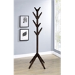 Pemberly Row Solid Wood Coat Rack Hanger with 8 Hooks in Cappuccino
