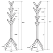 Pemberly Row Solid Wood Coat Rack Hanger with 8 Hooks in Cappuccino