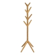 Pemberly Row Solid Wood Coat Rack Hanger with 8 Hooks in Natural Oak