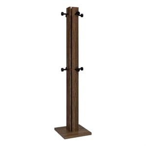 Pemberly Row Engineered Wood Coat Rack with 8 Metal Hooks in Walnut