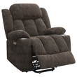 Pemberly Row Upholstered Power Lift Recliner Chair in Dark Brown