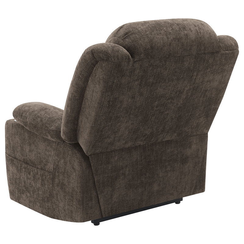 Pemberly Row Upholstered Power Lift Recliner Chair in Dark Brown