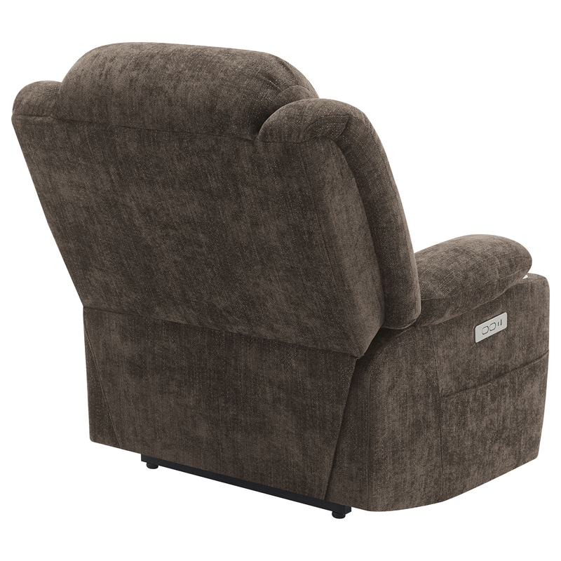 Pemberly Row Upholstered Power Lift Recliner Chair in Dark Brown