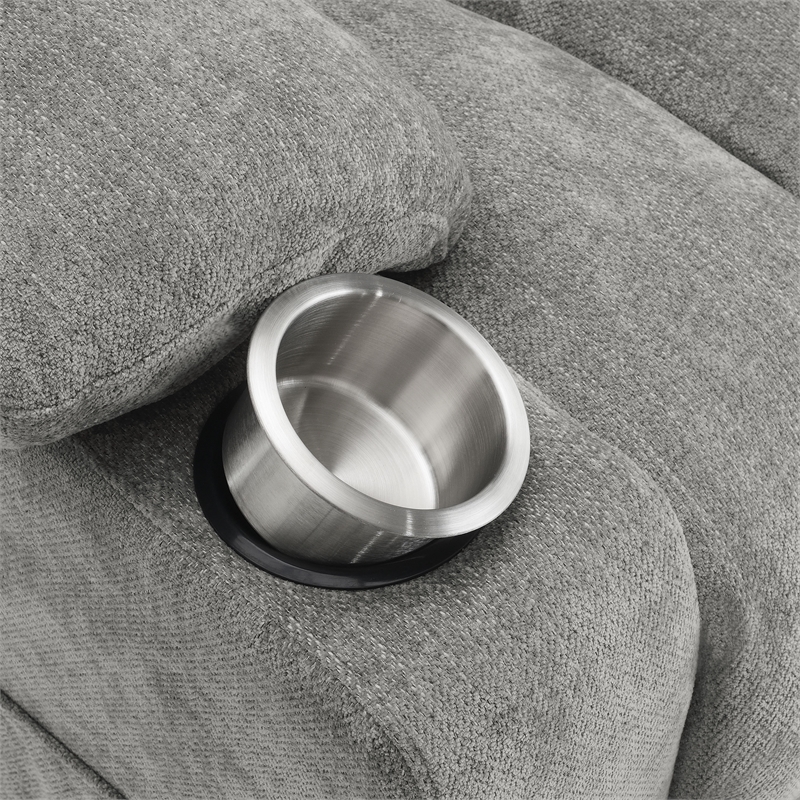 Pemberly Row Upholstered Power Lift Recliner Chair with USB Port in Grey