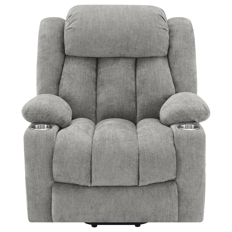 Pemberly Row Upholstered Power Lift Recliner Chair with USB Port in Grey