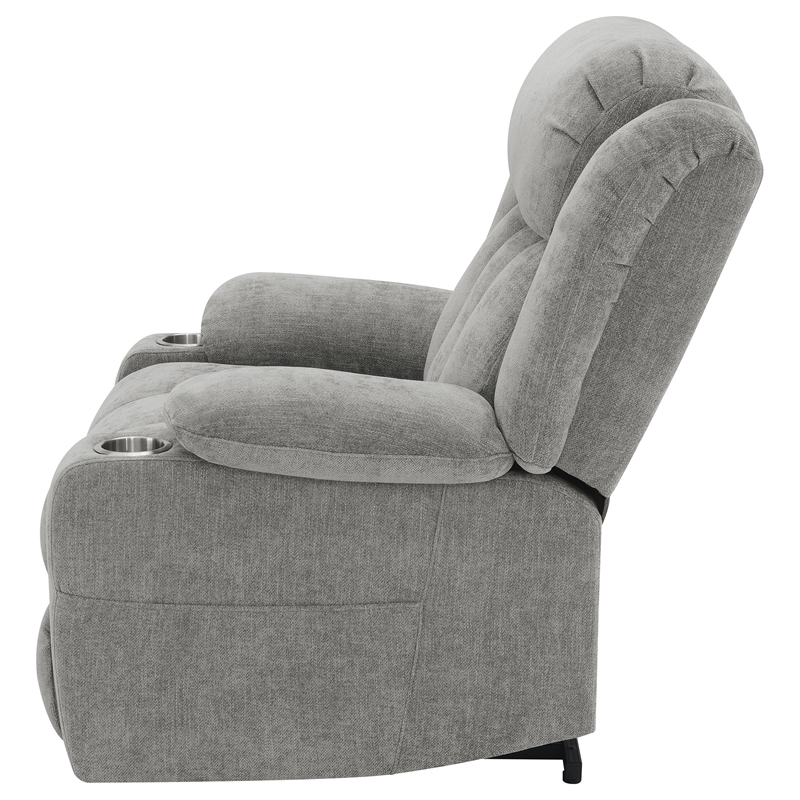 Pemberly Row Upholstered Power Lift Recliner Chair with USB Port in Grey