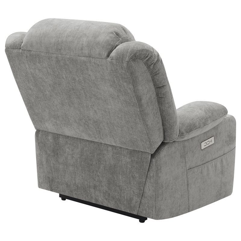 Pemberly Row Upholstered Power Lift Recliner Chair with USB Port in Grey