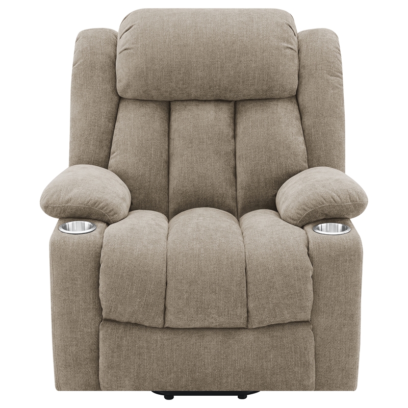 Pemberly Row Upholstered Power Lift Recliner Chair with USB Port in Camel
