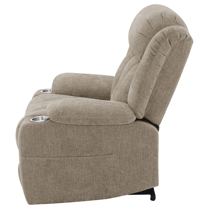 Pemberly Row Upholstered Power Lift Recliner Chair with USB Port in Camel