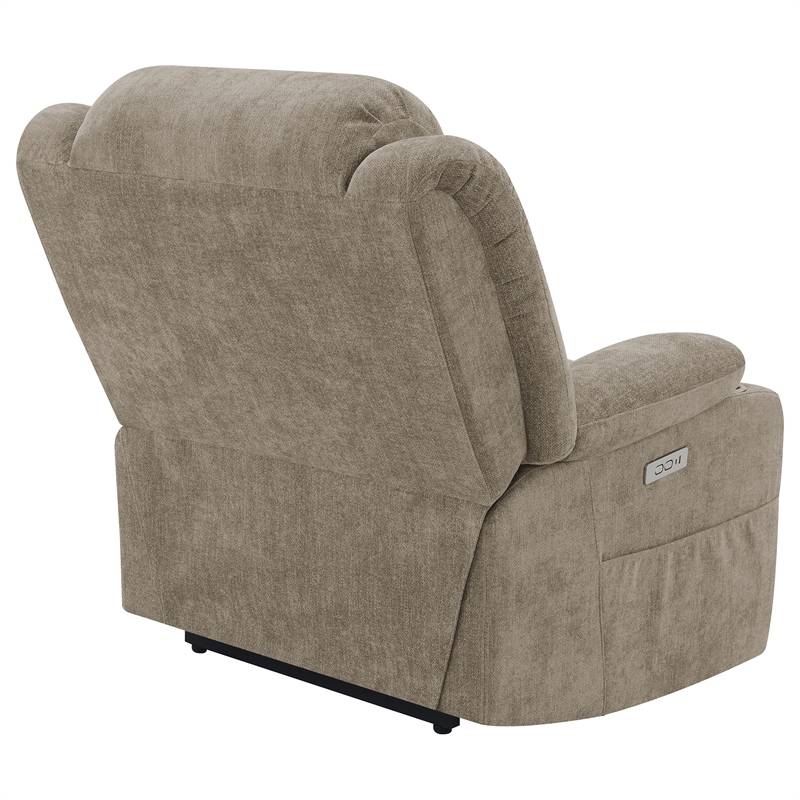 Pemberly Row Upholstered Power Lift Recliner Chair with USB Port in Camel