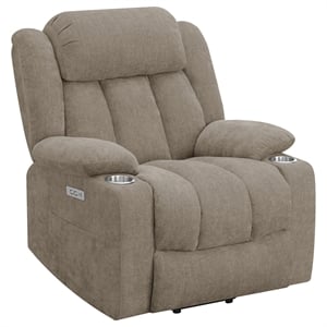 Pemberly Row Upholstered Power Lift Recliner Chair with USB Port in Camel