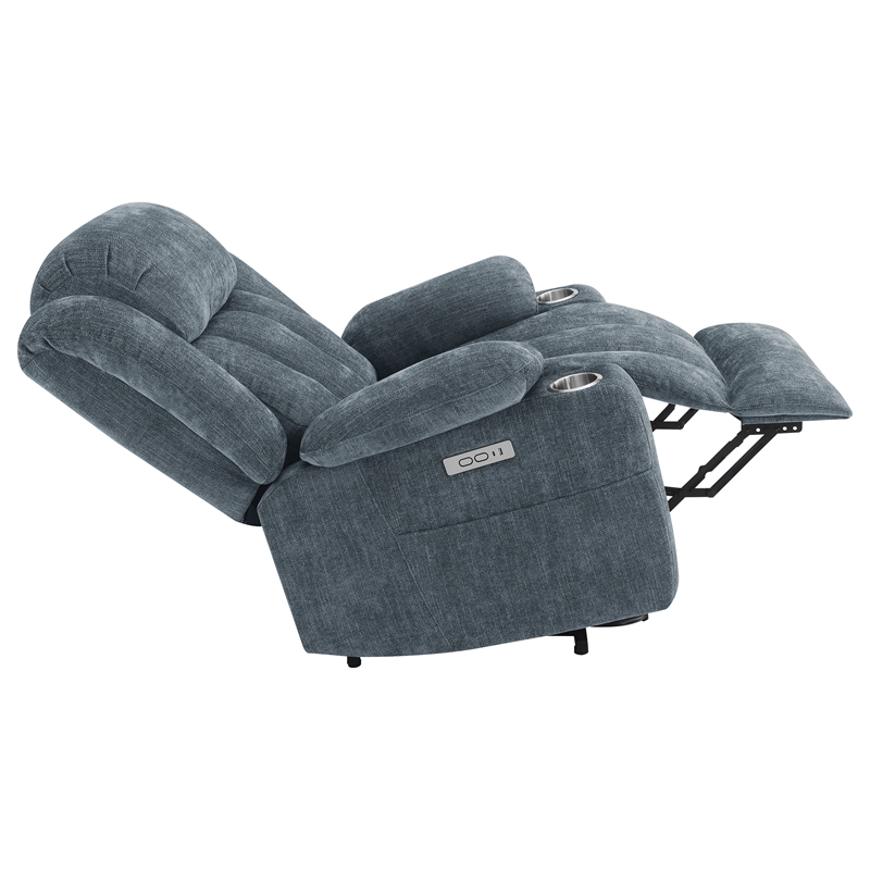 Pemberly Row Upholstered Power Lift Recliner Chair in Slate Blue