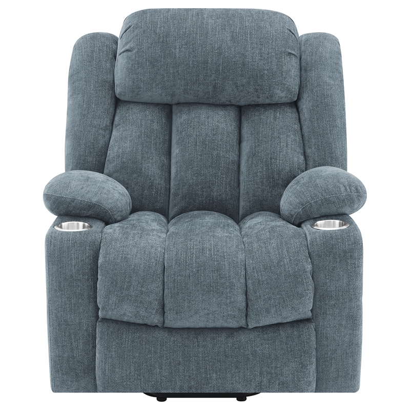 Pemberly Row Upholstered Power Lift Recliner Chair in Slate Blue