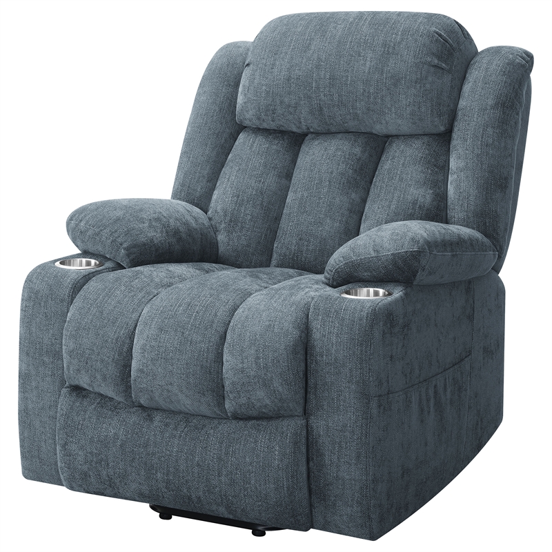 Pemberly Row Upholstered Power Lift Recliner Chair in Slate Blue