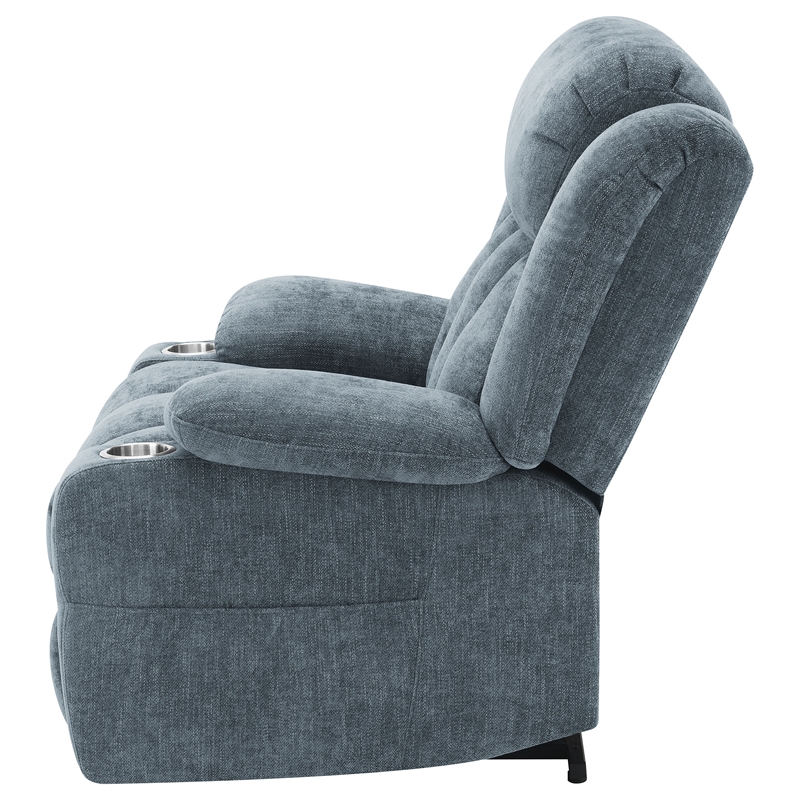 Pemberly Row Upholstered Power Lift Recliner Chair in Slate Blue