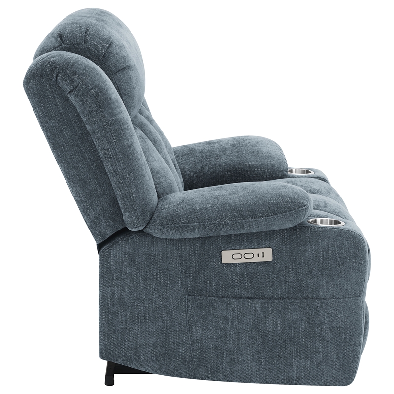 Pemberly Row Upholstered Power Lift Recliner Chair in Slate Blue