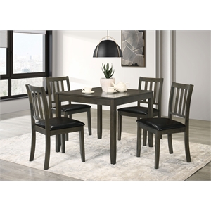 Pemberly Row 5-piece Square Dining Table and 4 Chairs Set in Charcoal