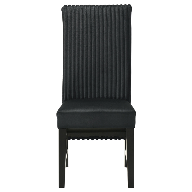 Pemberly Row Upholstered Corduroy Dining Side Chair Set of 2 in Black