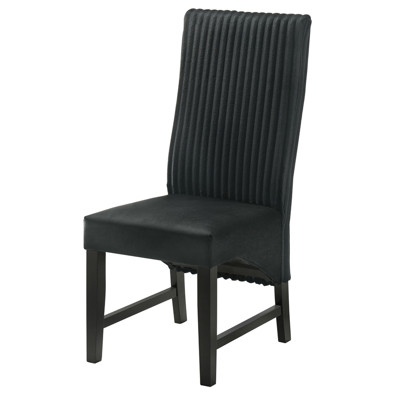 Pemberly Row Upholstered Corduroy Dining Side Chair Set of 2 in Black