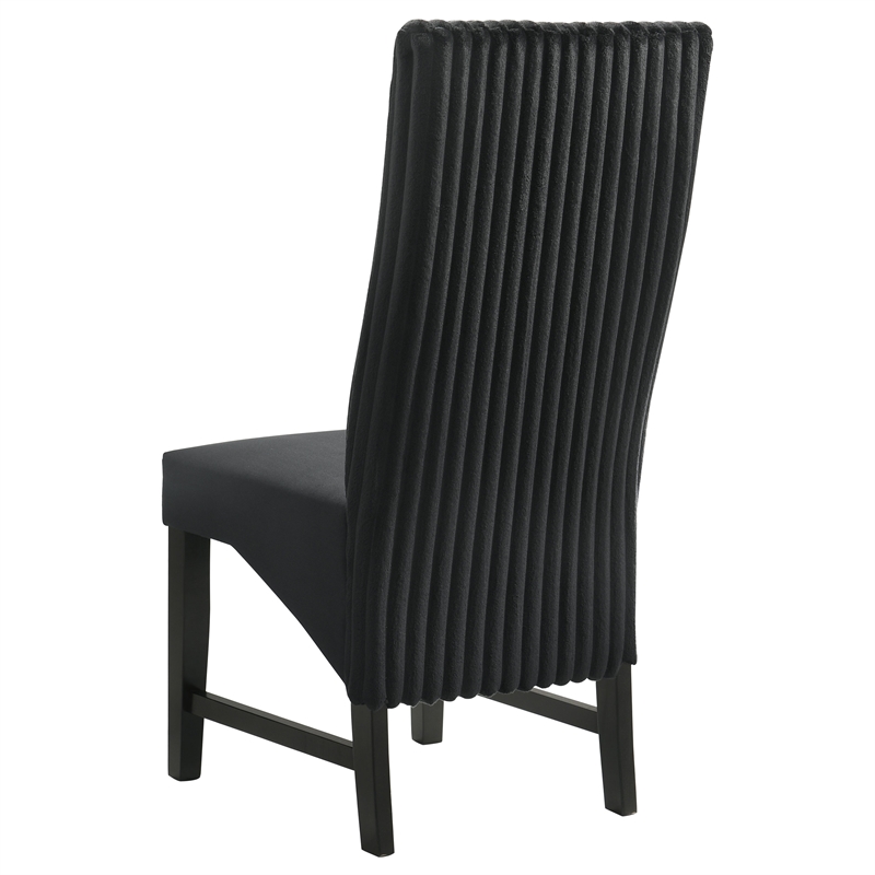 Pemberly Row Upholstered Corduroy Dining Side Chair Set of 2 in Black