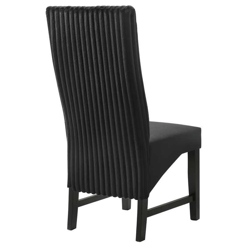 Pemberly Row Upholstered Corduroy Dining Side Chair Set of 2 in Black