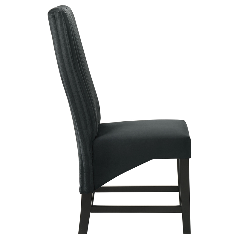 Pemberly Row Upholstered Corduroy Dining Side Chair Set of 2 in Black