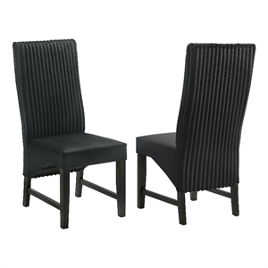 Pemberly Row Upholstered Corduroy Dining Side Chair Set of 2 in Black