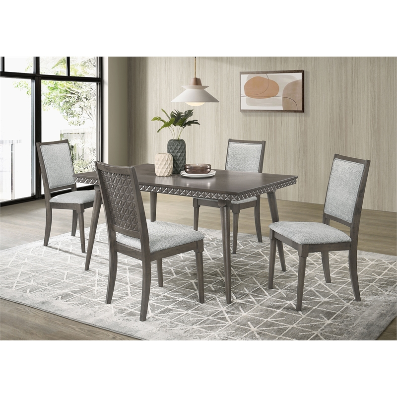 Pemberly Row 5-piece 59-inch Rectangular Dining Set in Dark Brown