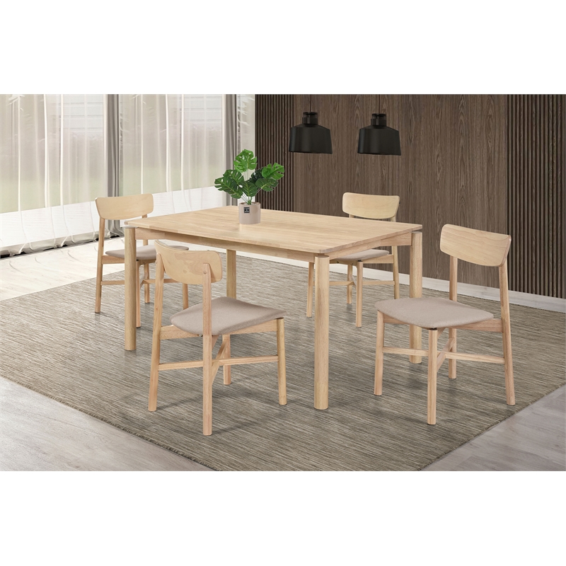 Pemberly Row 5-piece 59-inch Rectangular Wood Dining Set in White Washed