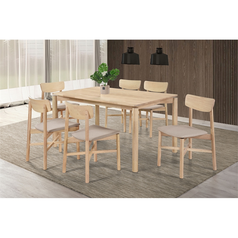 Pemberly Row 7-piece 59-inch Rectangular Wood Dining Set in White Washed