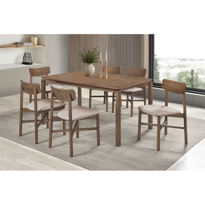 Pemberly Row 59-inch Rectangular Solid Wood Dining Table in Natural Walnut