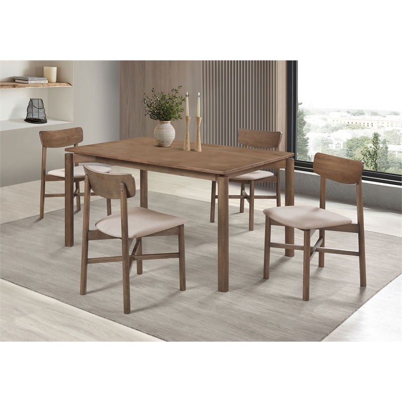 Pemberly Row 5-piece 59-inch Wood Dining Set in Natural Walnut