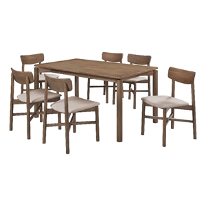Pemberly Row 7-piece 59-inch Wood Dining Set in Natural Walnut