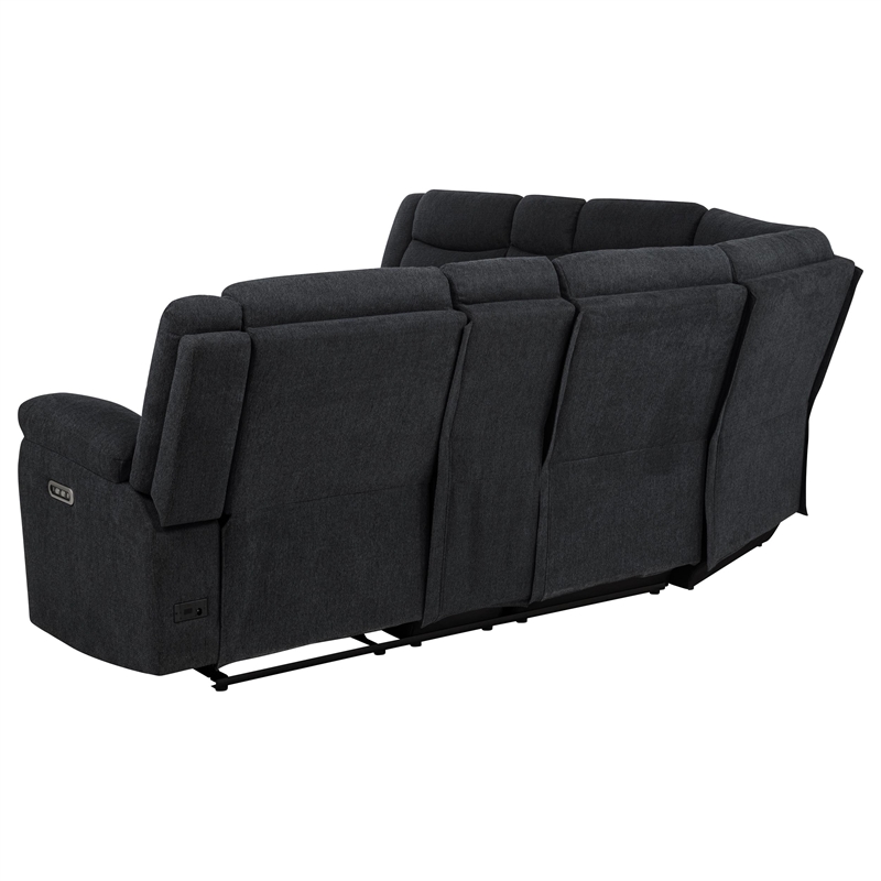 Pemberly Row Upholstered Power Reclining Sectional Sofa in Steel Gray