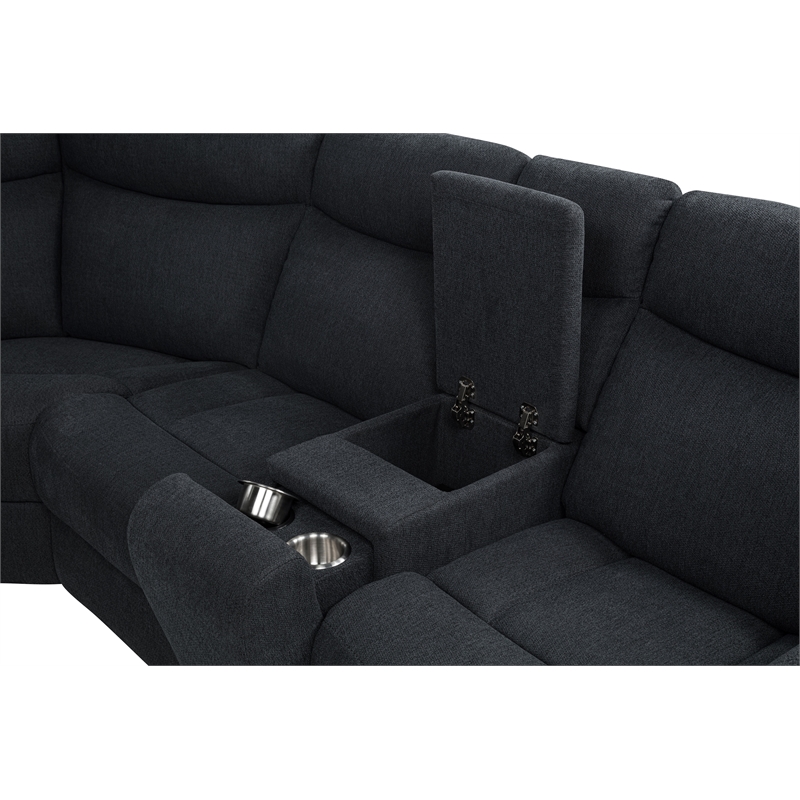 Pemberly Row Upholstered Power Reclining Sectional Sofa in Steel Gray