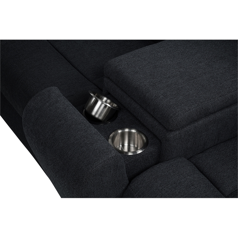 Pemberly Row Upholstered Power Reclining Sectional Sofa in Steel Gray