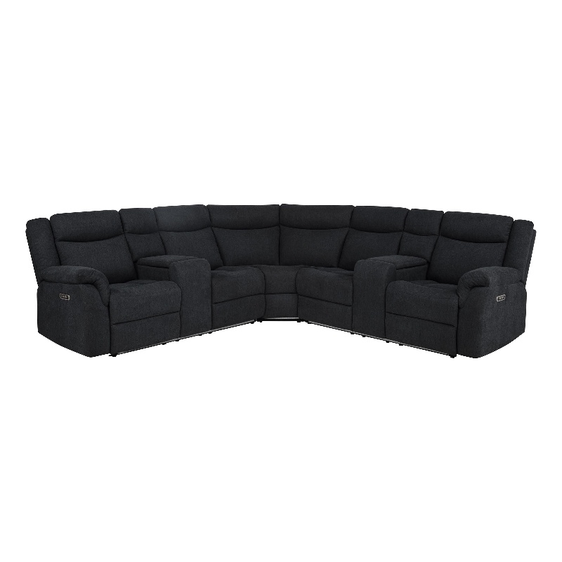 Pemberly Row Upholstered Power Reclining Sectional Sofa in Steel Gray