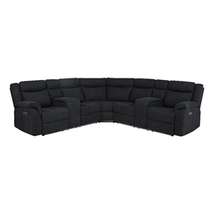 Pemberly Row Upholstered Power Reclining Sectional Sofa in Steel Gray