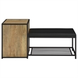 Pemberly Row Shoe Storage Entryway Bench with Cabinet in Brown and Black