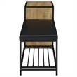 Pemberly Row Shoe Storage Entryway Bench with Cabinet in Brown and Black