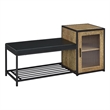Pemberly Row Shoe Storage Entryway Bench with Cabinet in Brown and Black