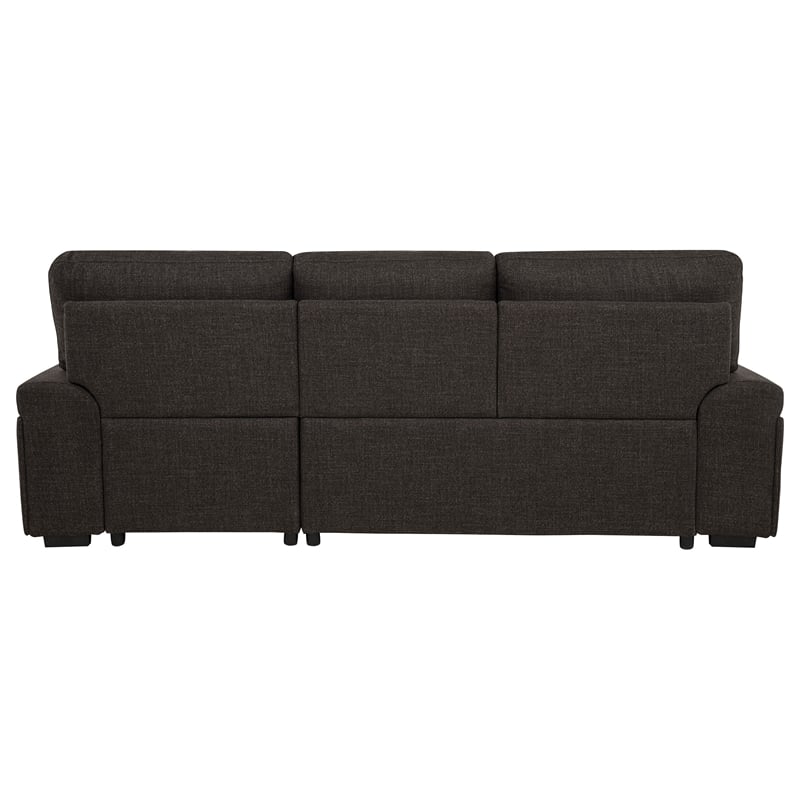 Pemberly Row Sleeper Sectional with Speaker and Storage Chaise in Brown