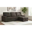 Pemberly Row Sleeper Sectional with Speaker and Storage Chaise in Brown